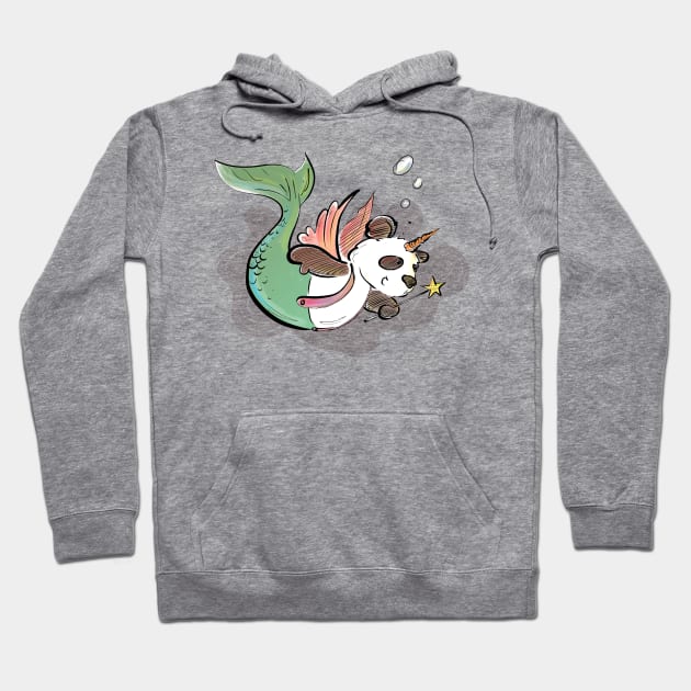 Unicorn Fairy Mer-Panda (Color) Hoodie by Jason's Doodles